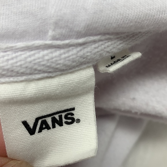 Vans Cropped Hoodie Sweatshirt White Logo Checkerboard Sleeve L Skater Y2K Chill - Picture 7 of 10
